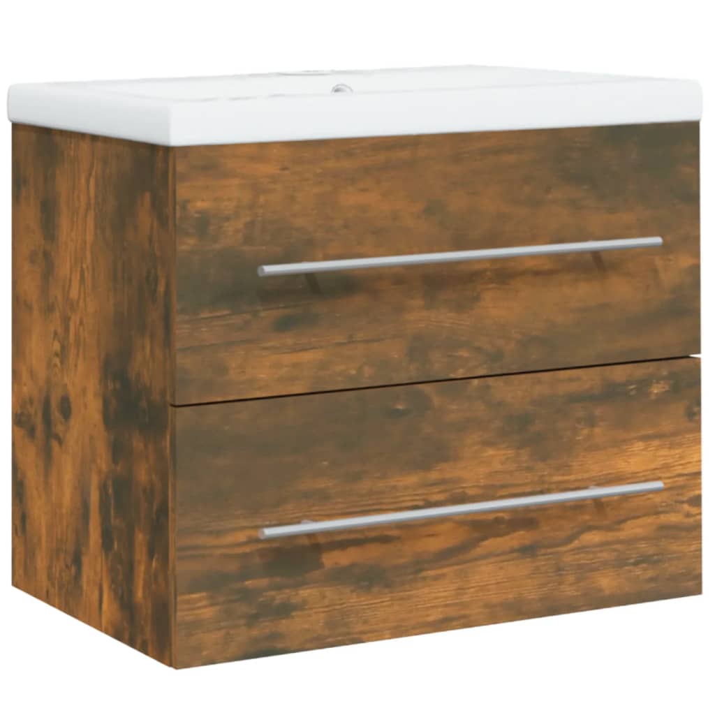 Mobile Bagno con Lavabo Integrato Rovere Fumo Legno Multistrato | homemem39