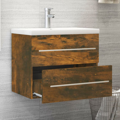 Mobile Bagno con Lavabo Integrato Rovere Fumo Legno Multistrato | homemem39