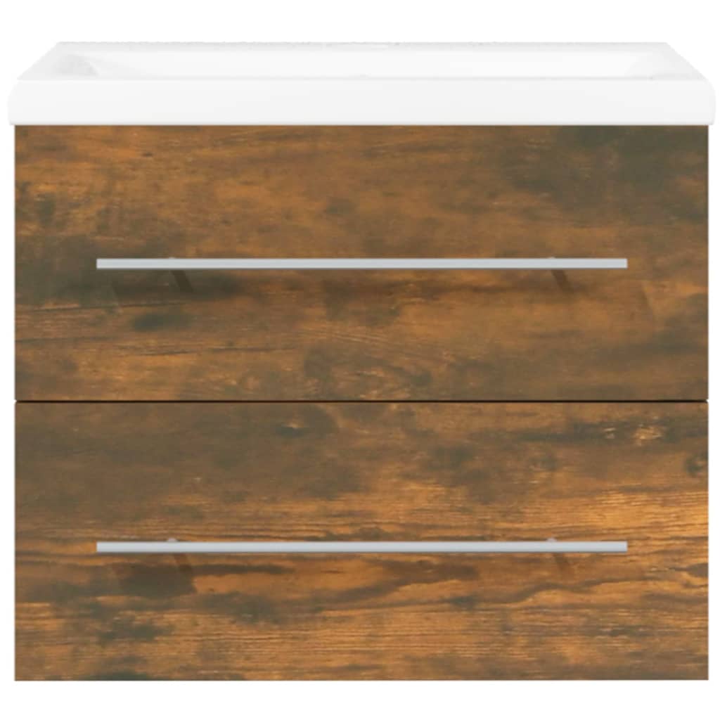 Mobile Bagno con Lavabo Integrato Rovere Fumo Legno Multistrato | homemem39