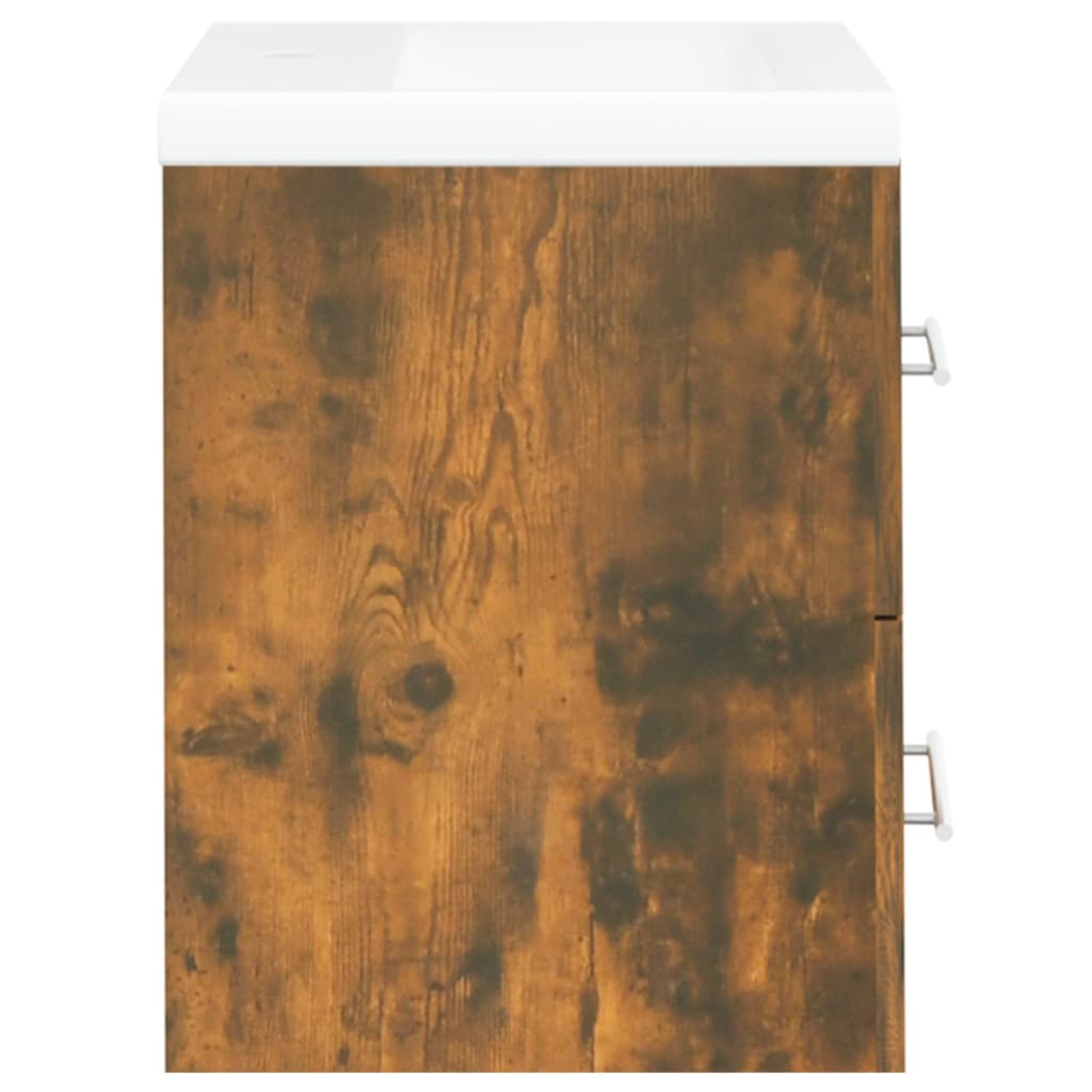 Mobile Bagno con Lavabo Integrato Rovere Fumo Legno Multistrato | homemem39