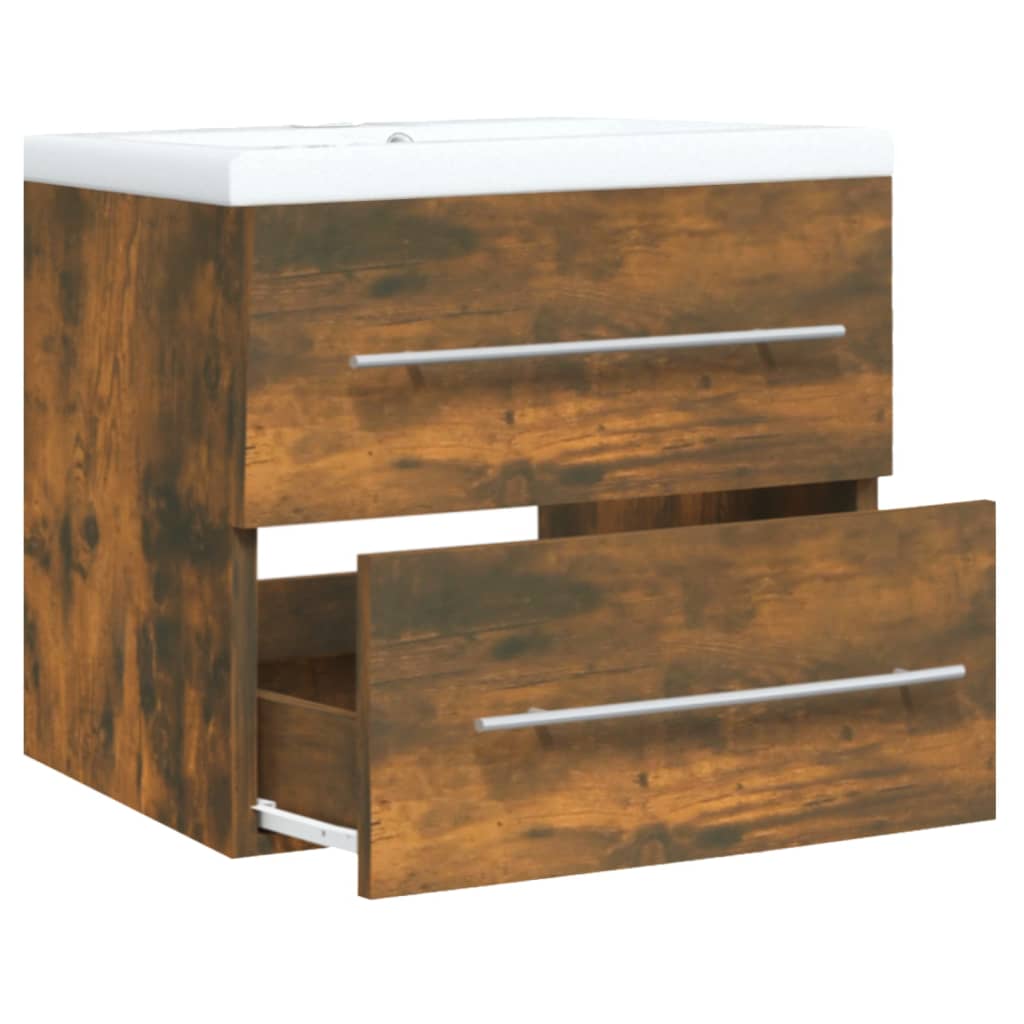 Mobile Bagno con Lavabo Integrato Rovere Fumo Legno Multistrato | homemem39