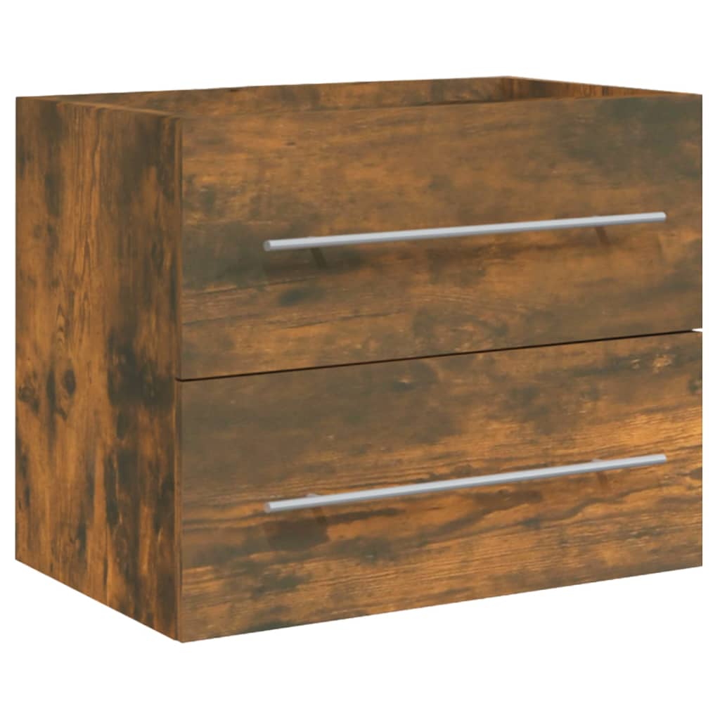 Mobile Bagno con Lavabo Integrato Rovere Fumo Legno Multistrato | homemem39