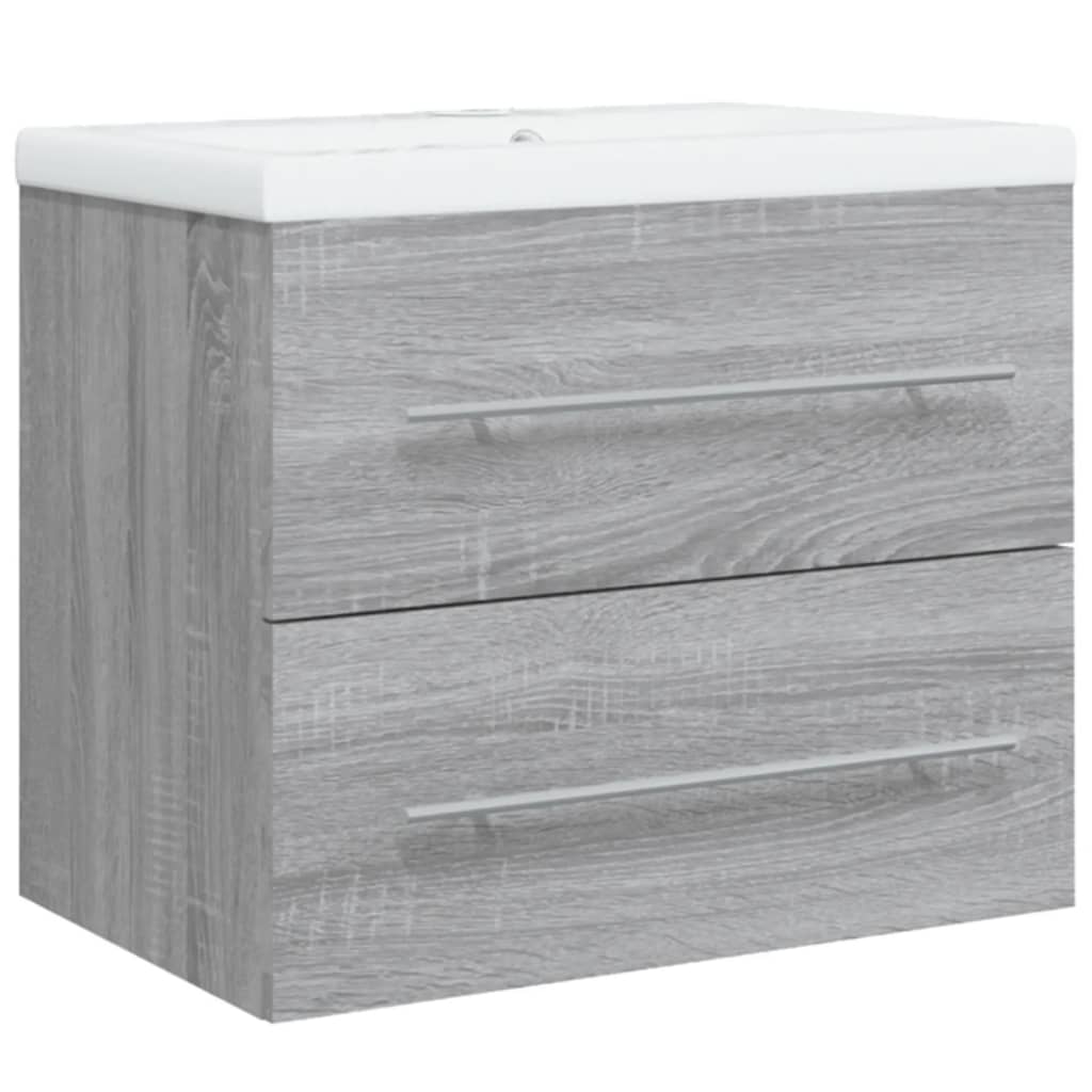 Mobile Bagno e Lavabo Integrato Grigio Sonoma Legno Multistrato | homemem39