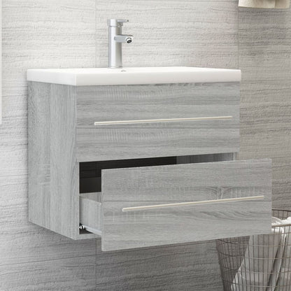 Mobile Bagno e Lavabo Integrato Grigio Sonoma Legno Multistrato | homemem39