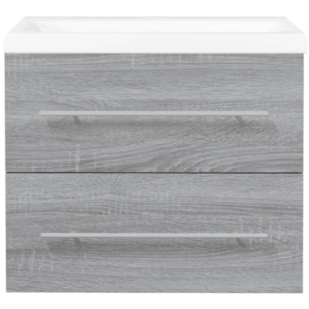 Mobile Bagno e Lavabo Integrato Grigio Sonoma Legno Multistrato | homemem39