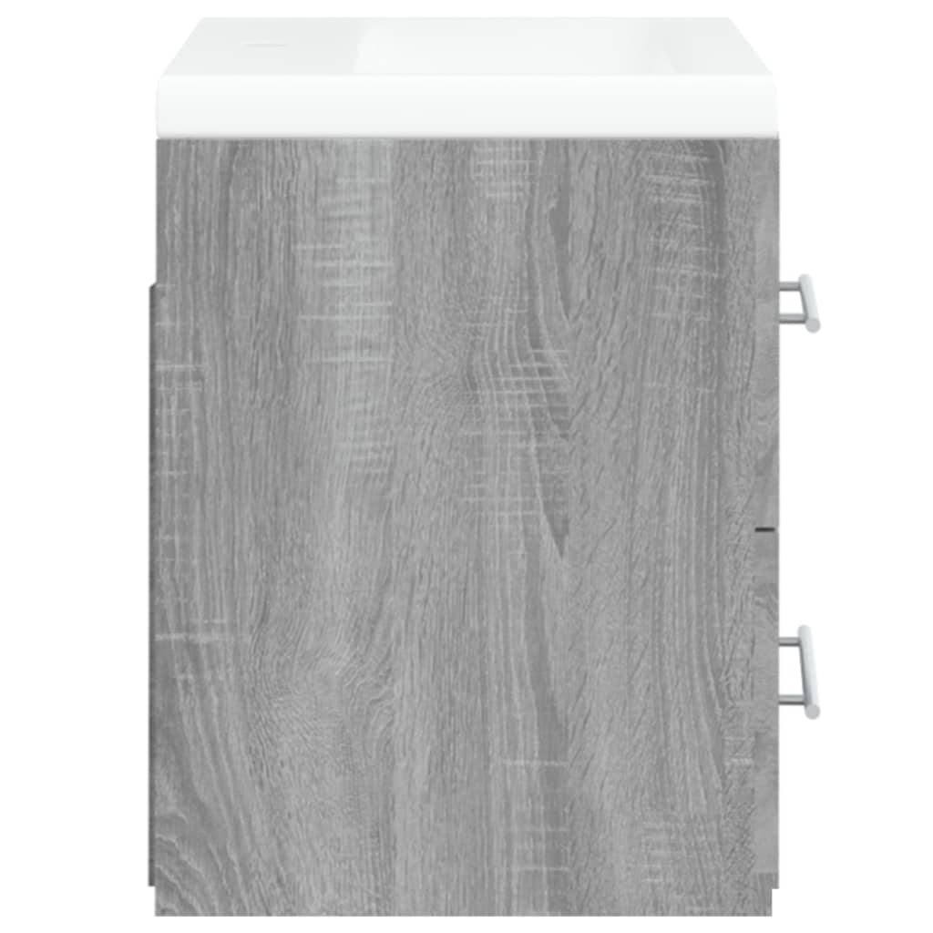 Mobile Bagno e Lavabo Integrato Grigio Sonoma Legno Multistrato | homemem39