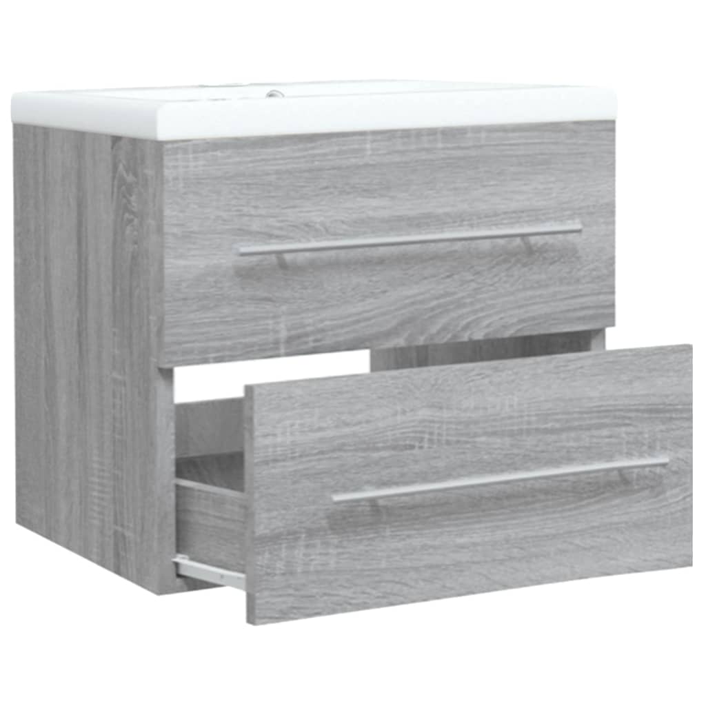 Mobile Bagno e Lavabo Integrato Grigio Sonoma Legno Multistrato | homemem39