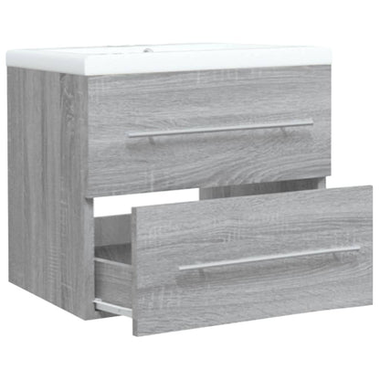 Mobile Bagno e Lavabo Integrato Grigio Sonoma Legno Multistrato | homemem39