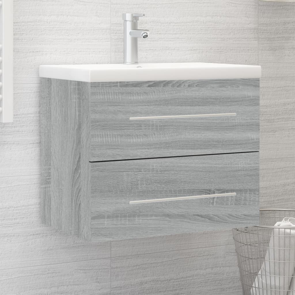 Mobile Bagno e Lavabo Integrato Grigio Sonoma Legno Multistrato | homemem39