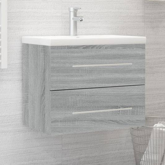 Mobile Bagno e Lavabo Integrato Grigio Sonoma Legno Multistrato | homemem39