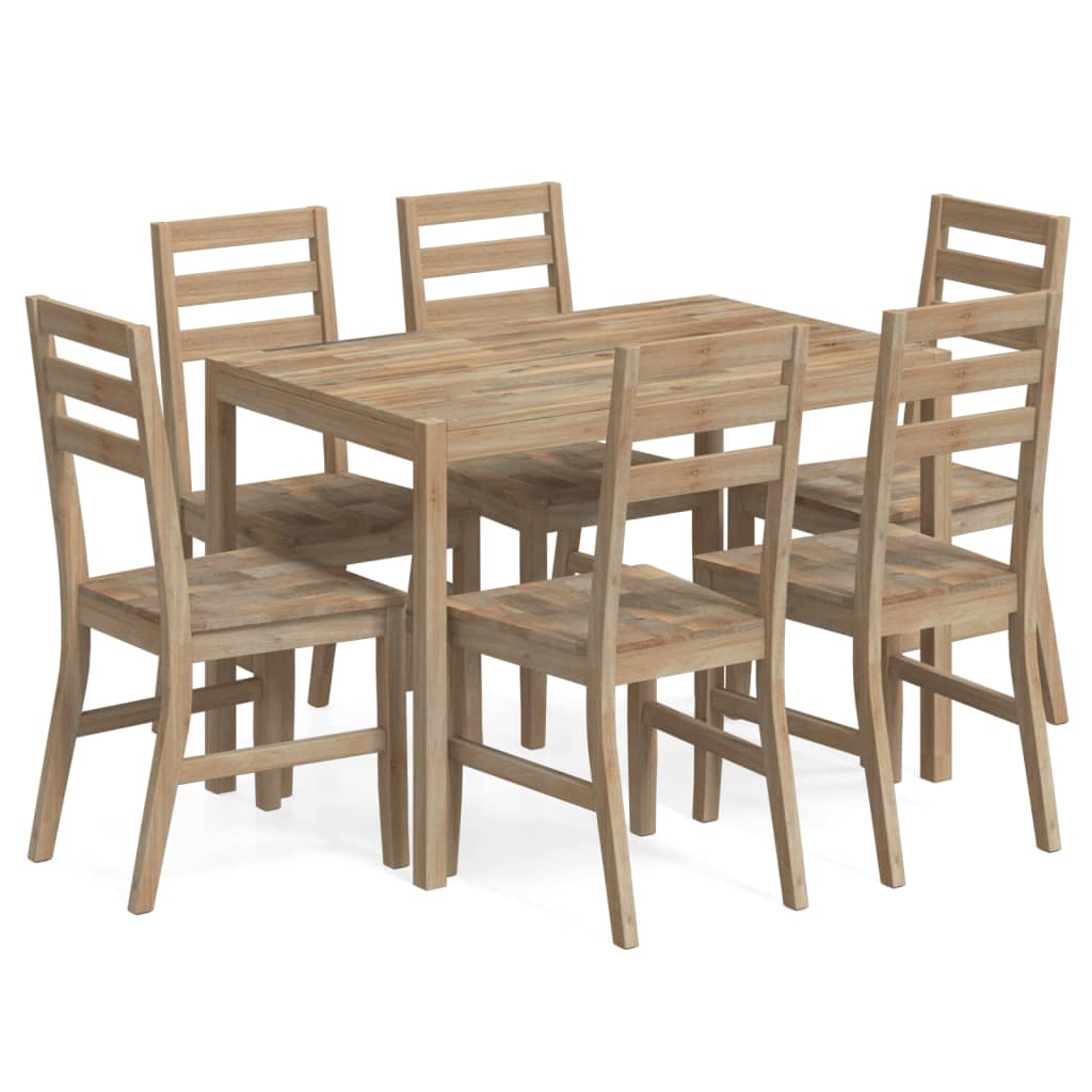 Set da Pranzo 7 pz in Legno Massello di Acacia