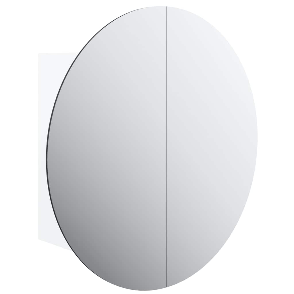 Armadio da Bagno con Specchio Rotondo e LED Bianco 40x40x17,5cm | homemem39