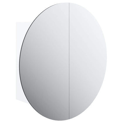 Armadio da Bagno con Specchio Rotondo e LED Bianco 40x40x17,5cm | homemem39