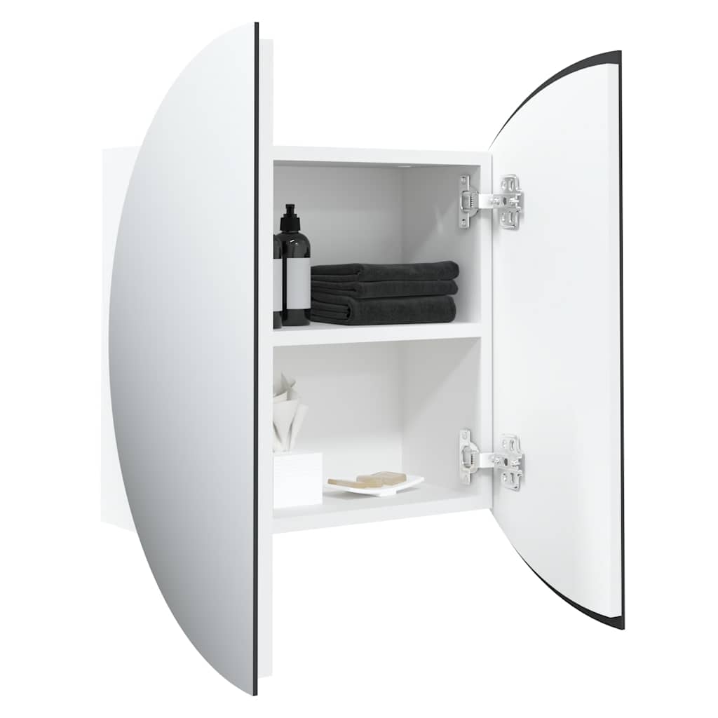 Armadio da Bagno con Specchio Rotondo e LED Bianco 40x40x17,5cm | homemem39