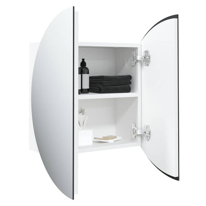 Armadio da Bagno con Specchio Rotondo e LED Bianco 40x40x17,5cm | homemem39
