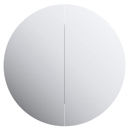 Armadio da Bagno con Specchio Rotondo e LED Bianco 40x40x17,5cm | homemem39