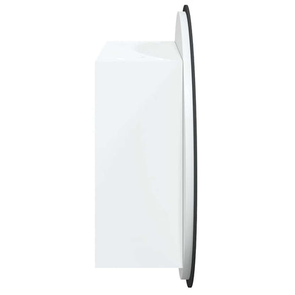 Armadio da Bagno con Specchio Rotondo e LED Bianco 40x40x17,5cm | homemem39