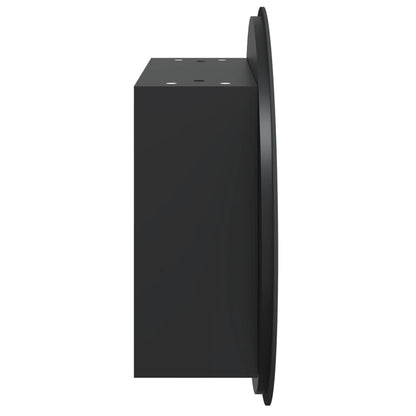 Armadio da Bagno con Specchio Rotondo e LED Nero 40x40x17,5cm | homemem39