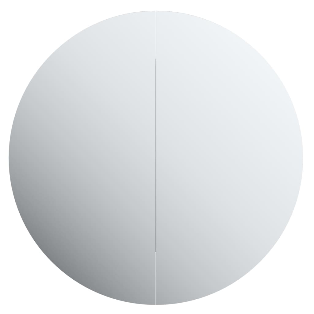 Armadio da Bagno con Specchio Rotondo e LED Grigio 40x40x17,5cm | homemem39