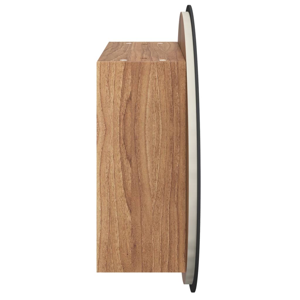 Armadio da Bagno con Specchio Rotondo e LED Rovere 40x40x17,5cm | homemem39