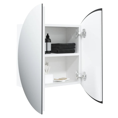 Armadio da Bagno con Specchio Rotondo e LED Bianco 47x47x17,5cm | homemem39