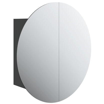Armadio da Bagno con Specchio Rotondo e LED Nero 47x47x17,5 cm | homemem39