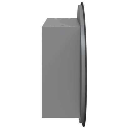 Armadio da Bagno con Specchio Rotondo e LED Grigio 47x47x17,5cm | homemem39
