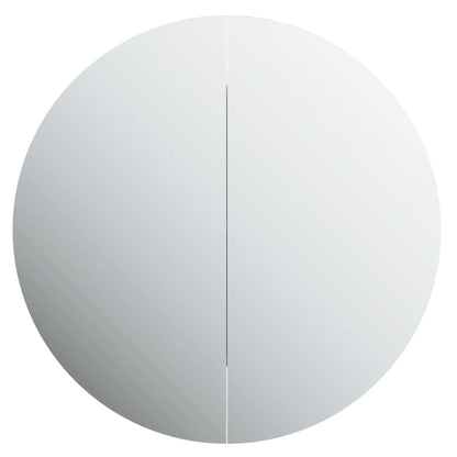 Armadio da Bagno con Specchio Rotondo e LED Rovere 47x47x17,5cm | homemem39