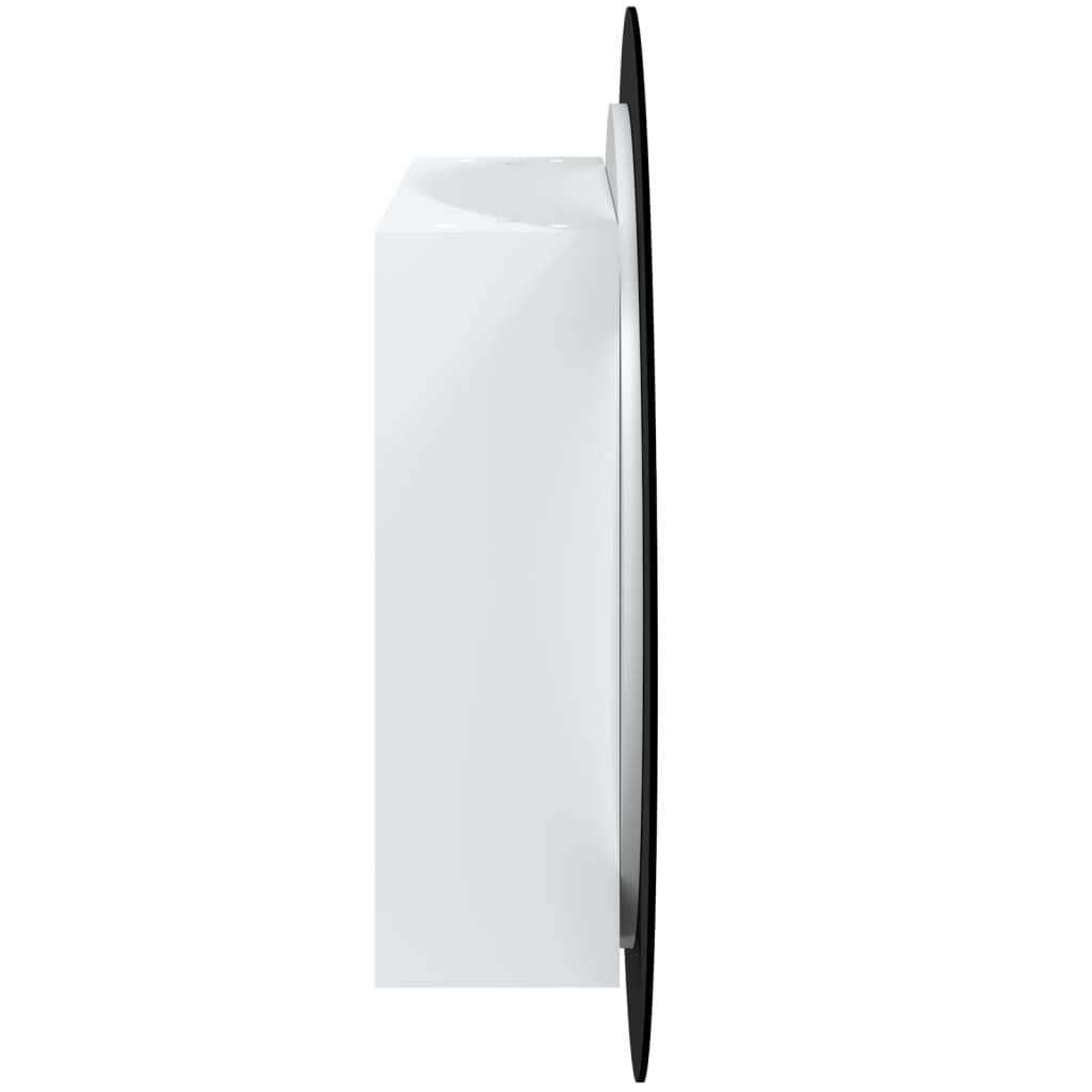 Armadio da Bagno con Specchio Rotondo e LED Bianco 54x54x17,5cm | homemem39