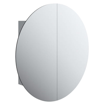 Armadio da Bagno con Specchio Rotondo e LED Grigio 54x54x17,5cm | homemem39