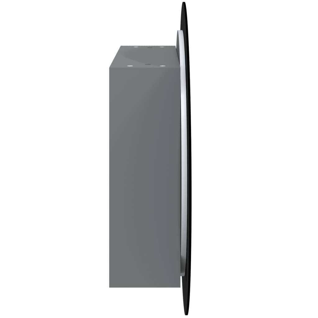 Armadio da Bagno con Specchio Rotondo e LED Grigio 54x54x17,5cm | homemem39