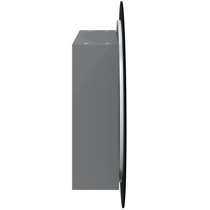 Armadio da Bagno con Specchio Rotondo e LED Grigio 54x54x17,5cm | homemem39