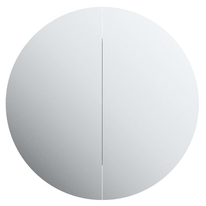 Armadio da Bagno con Specchio Rotondo e LED Rovere 54x54x17,5cm | homemem39
