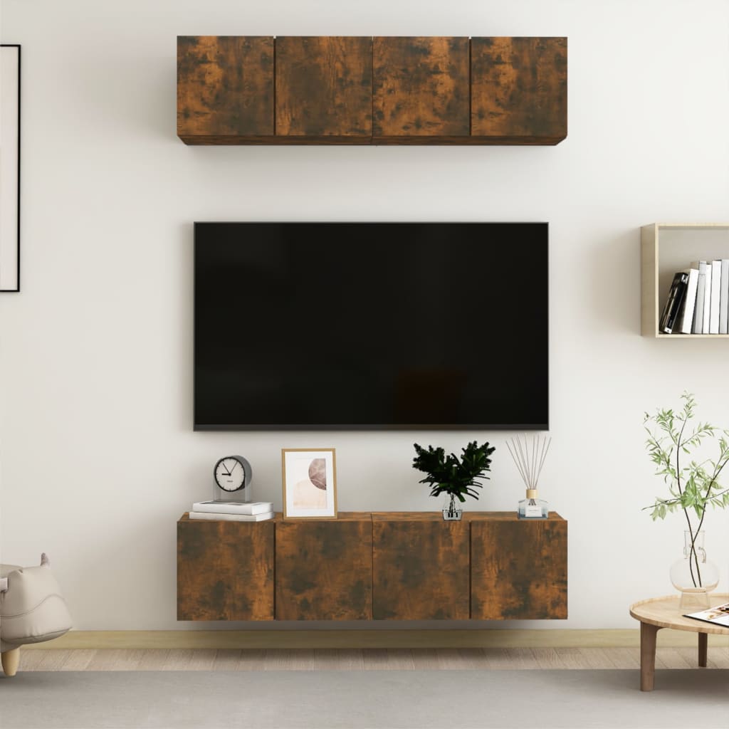 Mobili TV Parete 4 pz Rovere Fumo 60x30x30 cm Legno Multistrato - homemem39