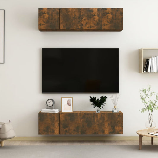 Mobili TV Parete 4 pz Rovere Fumo 60x30x30 cm Legno Multistrato - homemem39