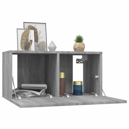 Mobili TV Parete 4pz Grigio Sonoma 60x30x30cm Legno Multistrato