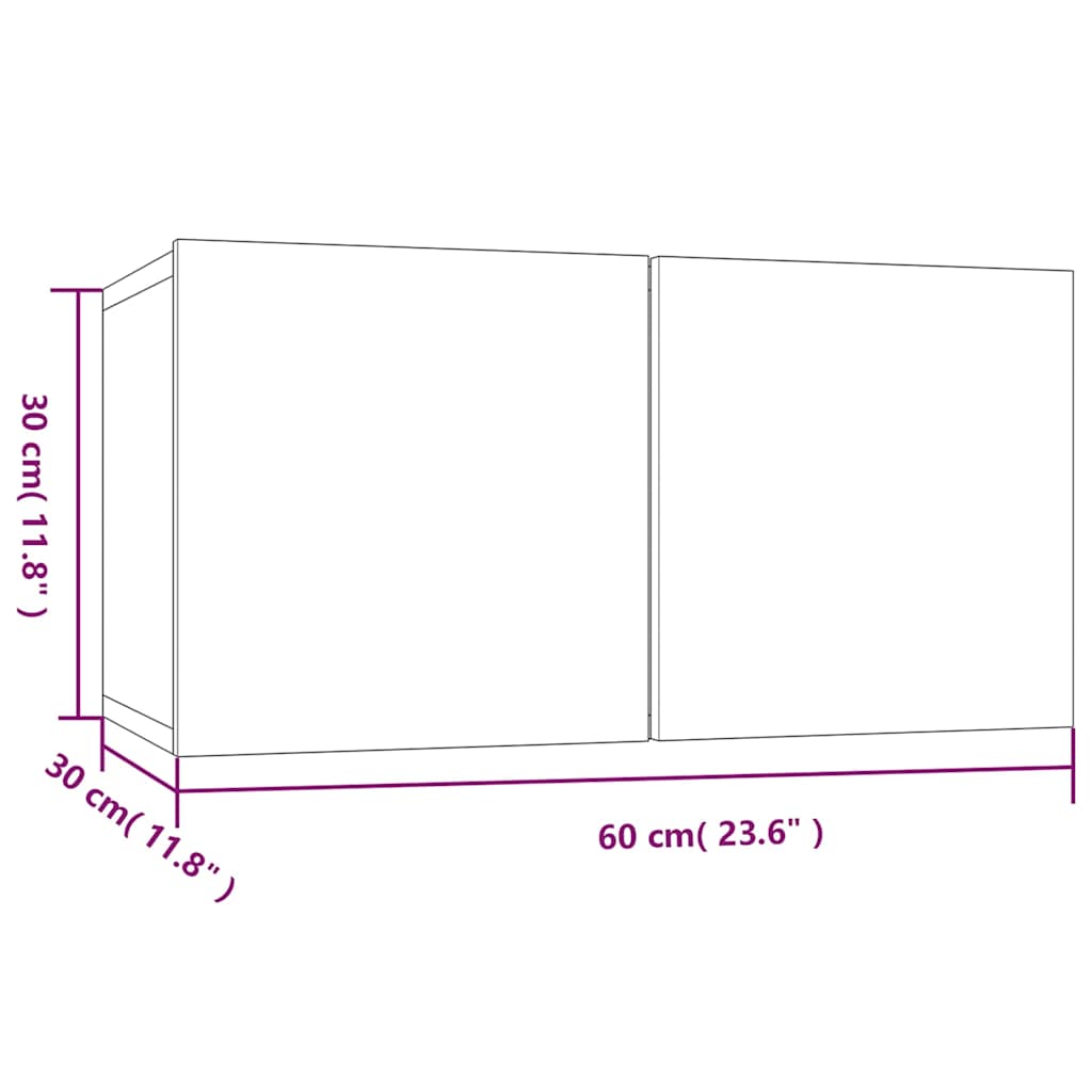 Mobili TV Parete 4pz Grigio Sonoma 60x30x30cm Legno Multistrato