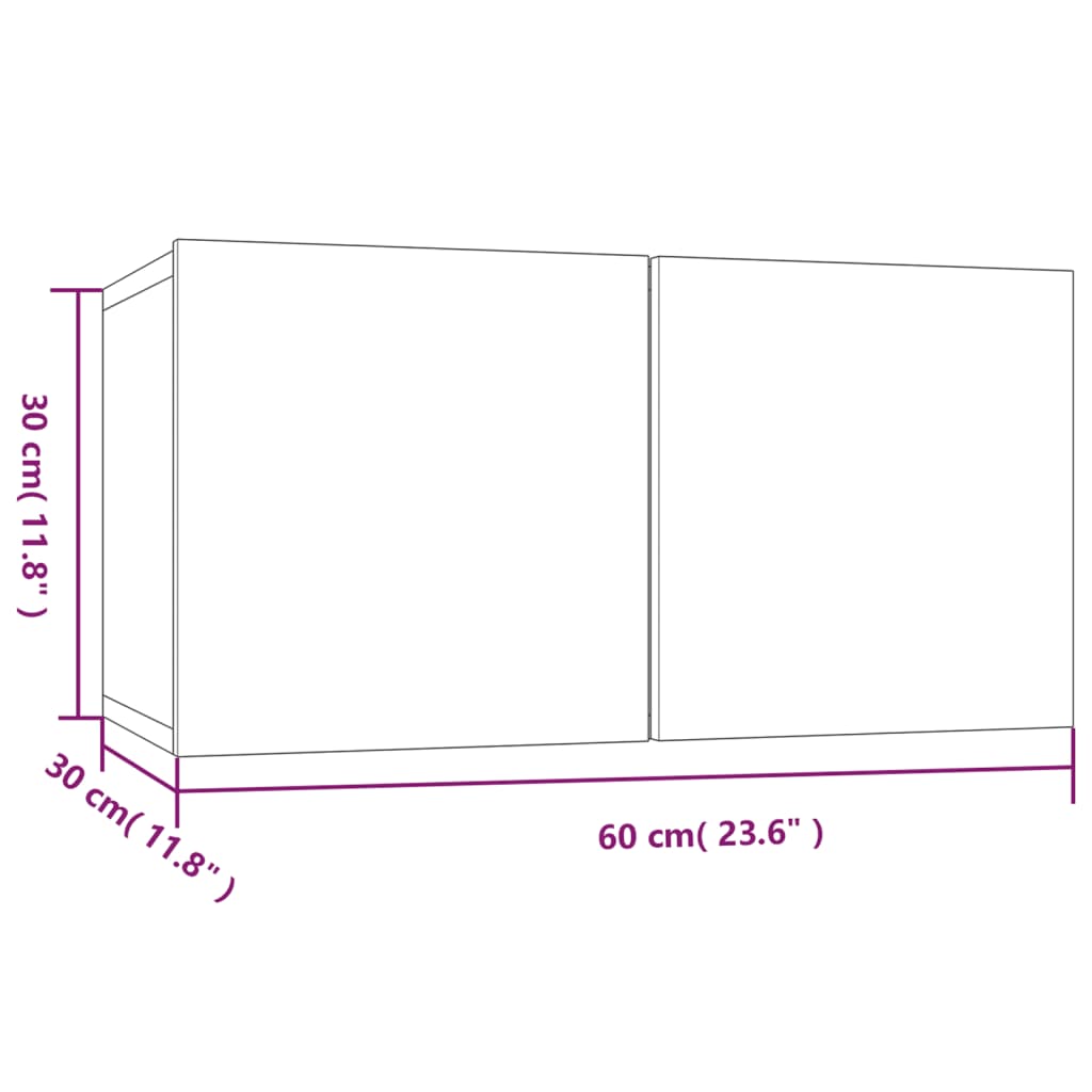 Mobili TV Parete 4pz Grigio Sonoma 60x30x30cm Legno Multistrato - homemem39