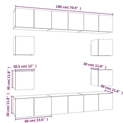 Set Mobili Porta TV 10 pz Rovere Fumo in Legno Multistrato - homemem39