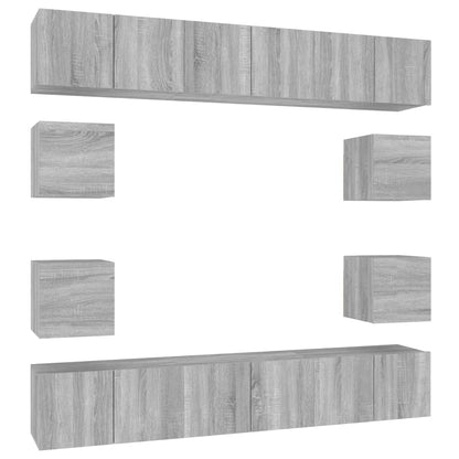 Set Mobili Porta TV 10 pz Grigio Sonoma in Legno Multistrato