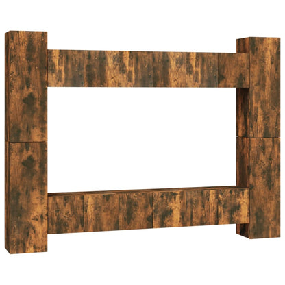 Set Mobili Porta TV 10 pz Rovere Fumo in Legno Multistrato - homemem39