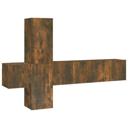 Set di Mobili Porta TV 5 pz Rovere Fumo in Legno Multistrato - homemem39