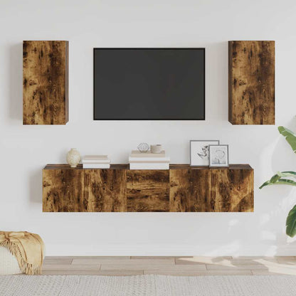 Set di Mobili Porta TV 5 pz Rovere Fumo in Legno Multistrato - homemem39