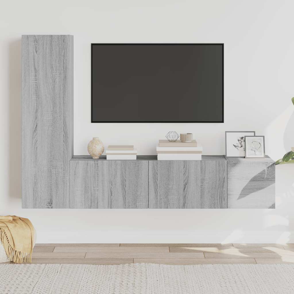 Set Mobili Porta TV 3 pz Grigio Sonoma in Legno Multistrato - homemem39