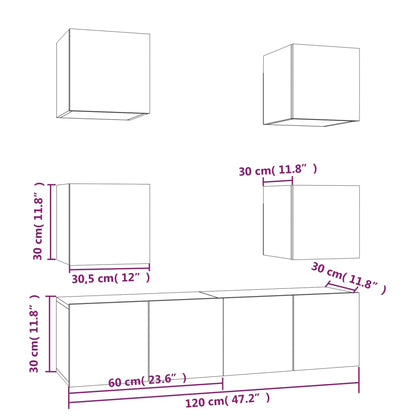 Set di Mobili Porta TV 6 pz Rovere Fumo in Legno Multistrato | homemem39