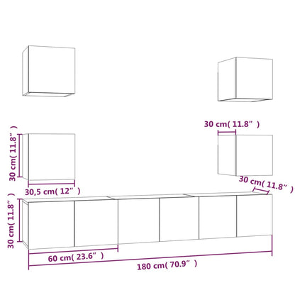 Set di Mobili Porta TV 7 pz Rovere Fumo in Legno Multistrato | homemem39