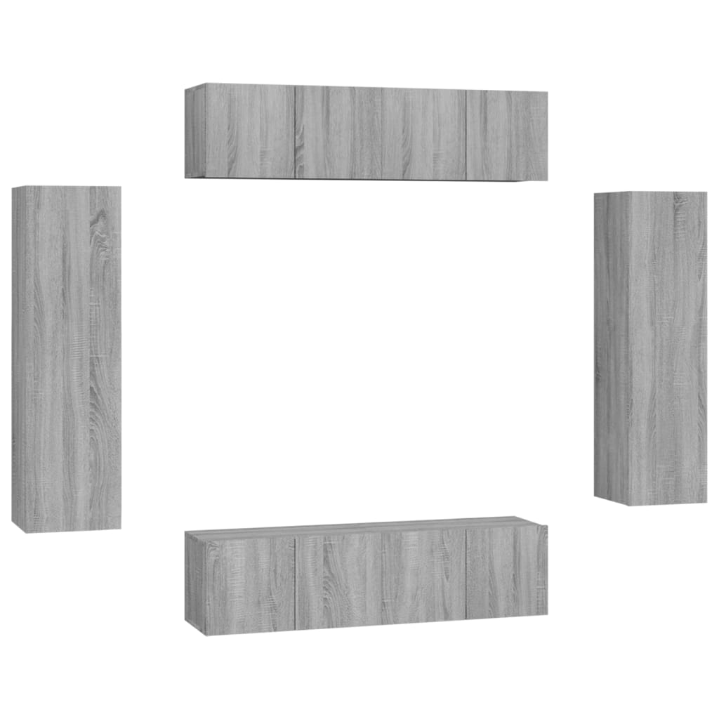 Set di Mobili Porta TV 6 pz Grigio Sonoma in Legno Multistrato - homemem39