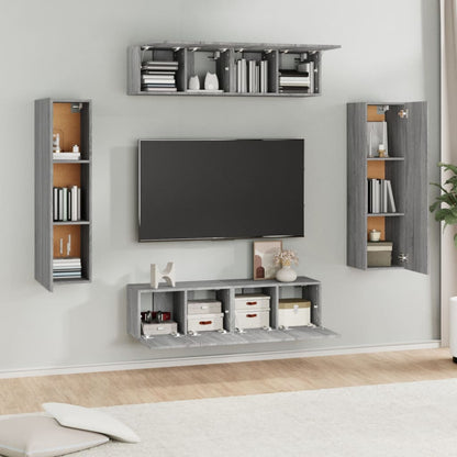 Set di Mobili Porta TV 6 pz Grigio Sonoma in Legno Multistrato - homemem39