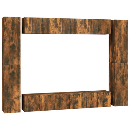 Set Mobili Porta TV 10 pz Rovere Fumo in Legno Multistrato - homemem39