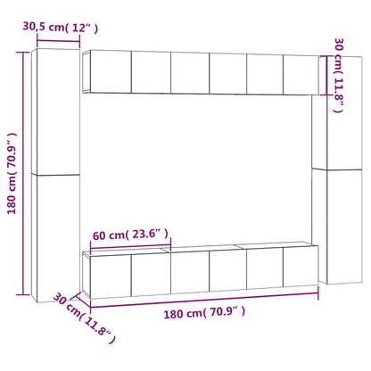 Set Mobili Porta TV 10 pz Rovere Fumo in Legno Multistrato - homemem39